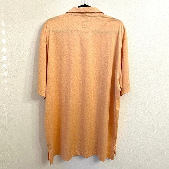 FootJoy Polo Shirt Mens XL Floral Print Golf Performance Stretch Orange Wicking - Picture 6 of 10